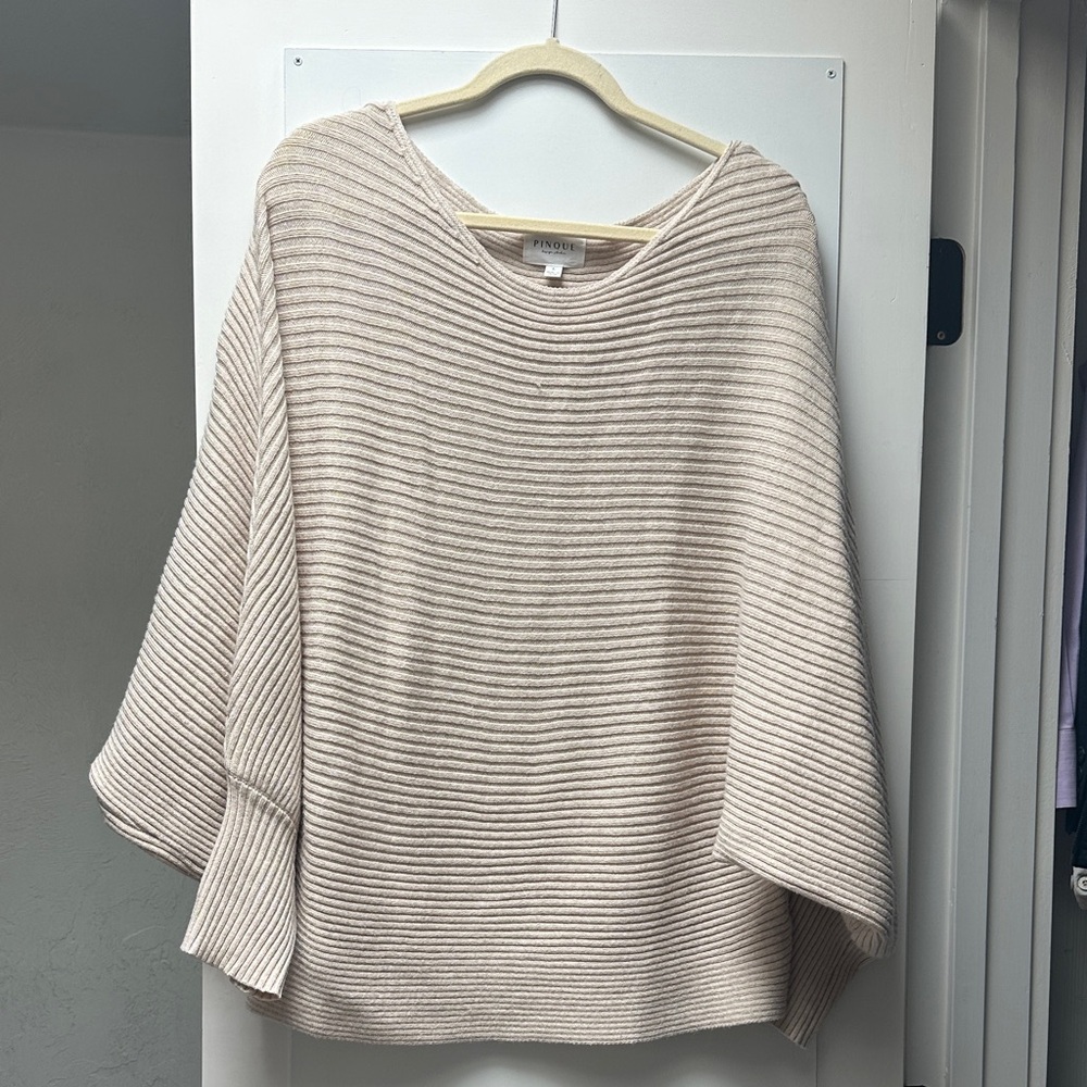 Elegant Beige Poncho Sweater